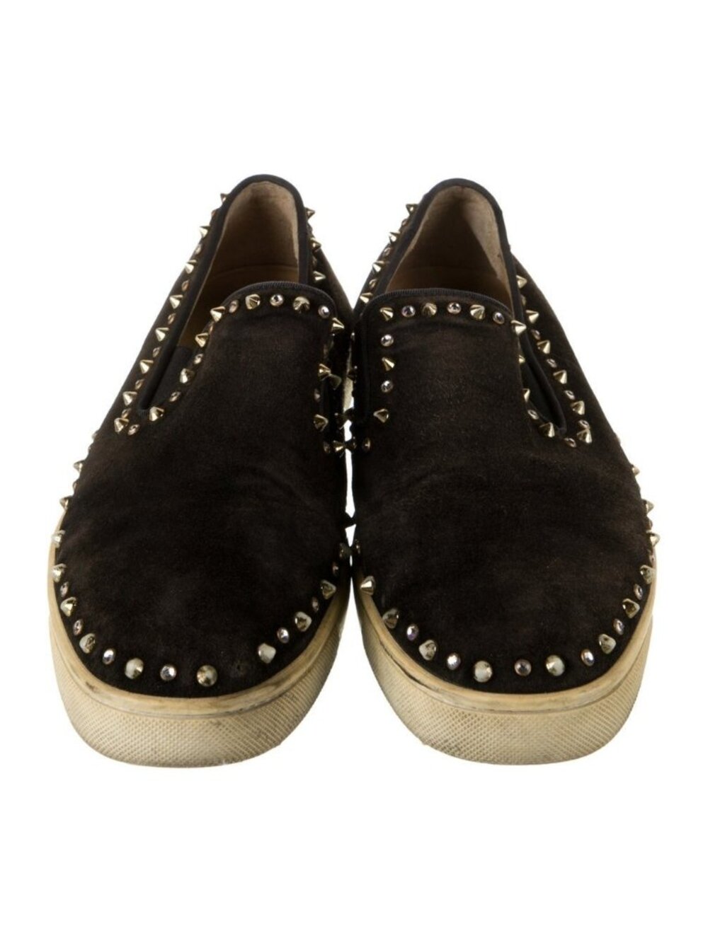 Christian Louboutin Mens Spike Suede Slip On Sneaker Black US 10.5 EU 43.5